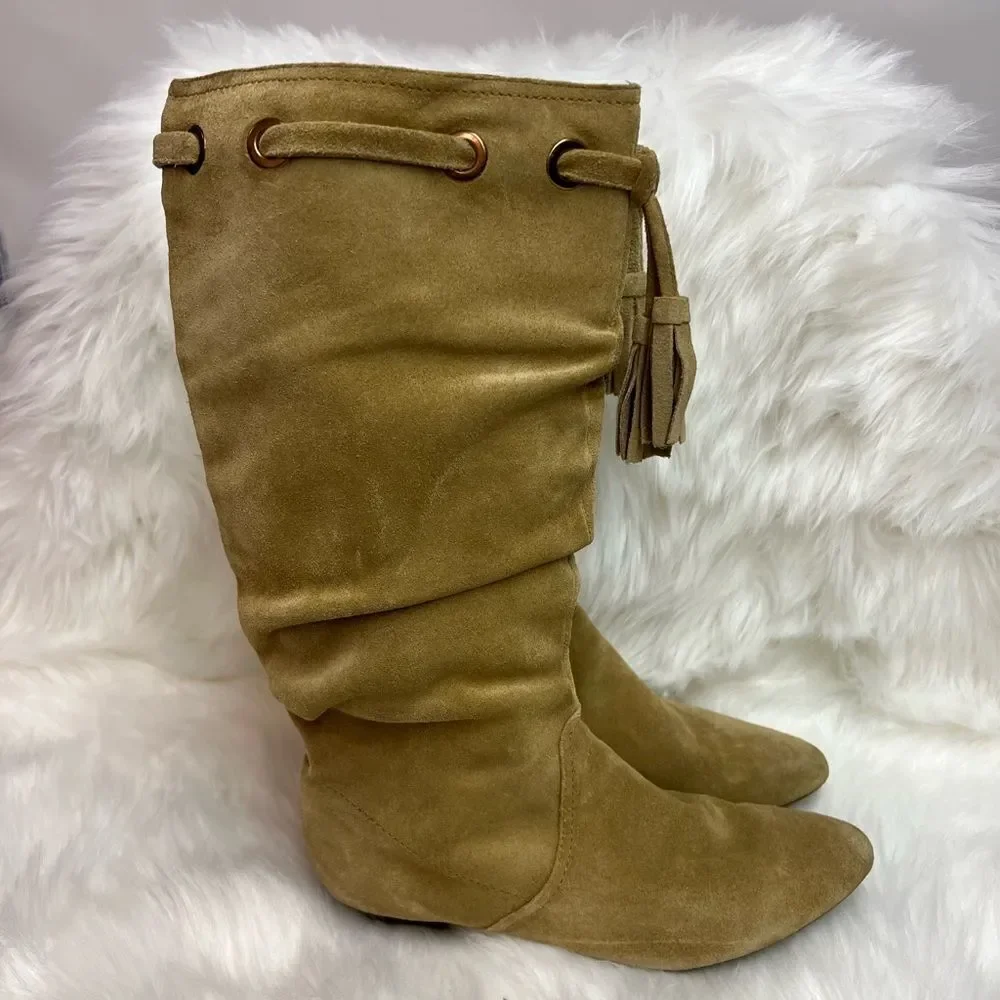 Arturo Chiang Slouch Boots Size‎ 8 Suede BIN 18